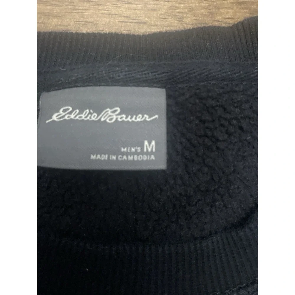 Eddie Bauer Sweater Men Medium Black Sweatshirt Crewneck Pullover Hiking